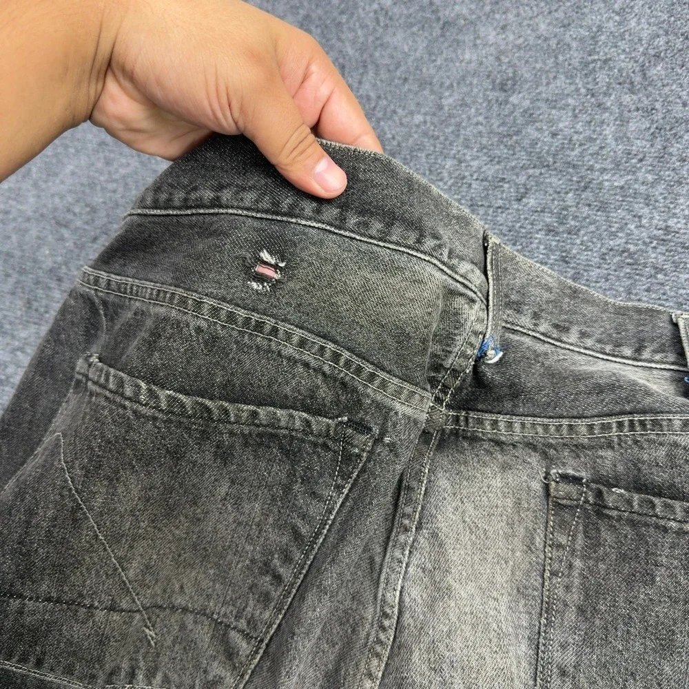 Vintage Guess Jeans Men 42 Black Cotton Distressed Faded Denim Grunge Style